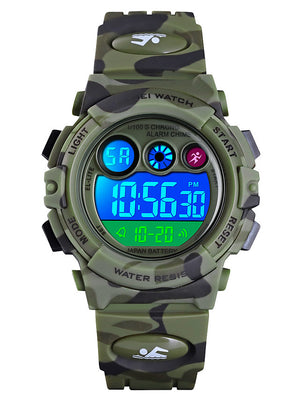 SKMEI Kids Sport Watch Quartz Modern Style Sporty Camouflage Alarm Calendar / date / day Chronograph Digital Blue Green / One Year / Silicone