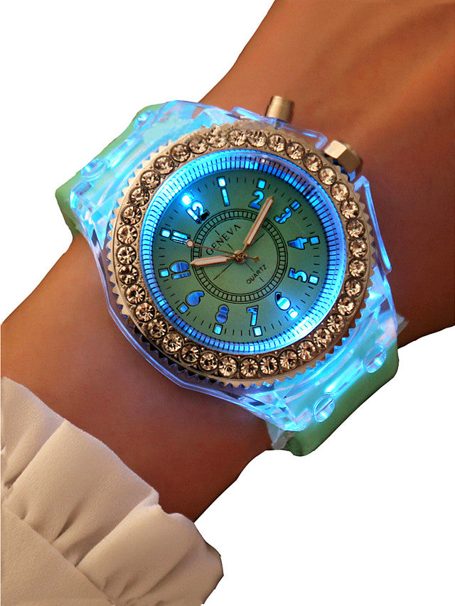 Men&#039;s Women&#039;s Sport Watch Led Watch Quartz Colorful Chronograph Creative Luminous Analog Navy White Black / One Year / Silicone