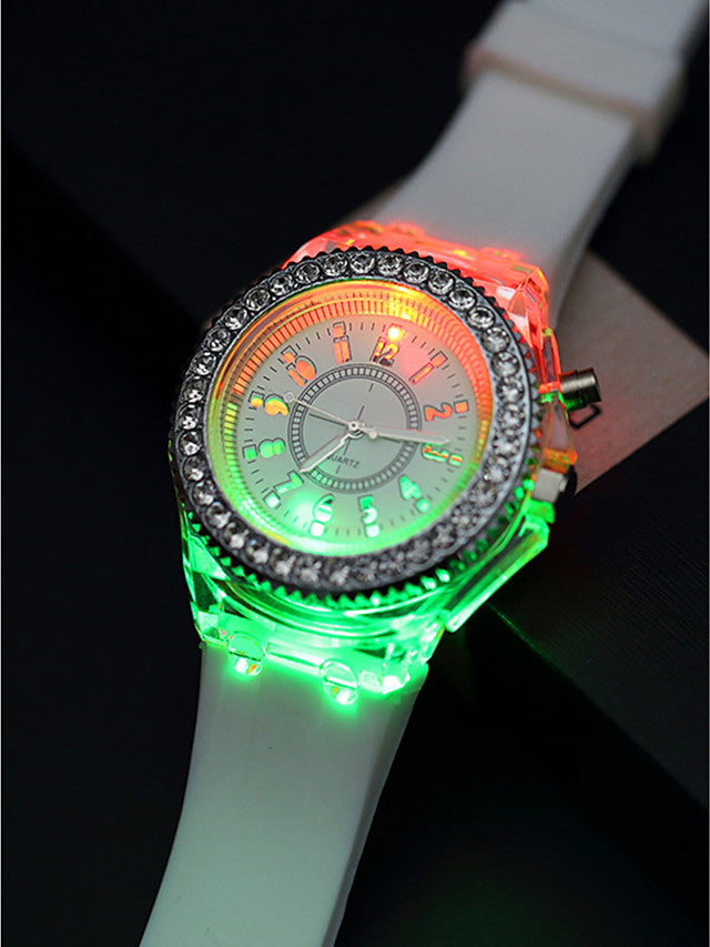 Men&#039;s Women&#039;s Sport Watch Led Watch Quartz Colorful Chronograph Creative Luminous Analog Navy White Black / One Year / Silicone