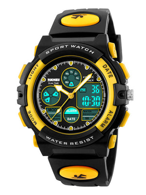 SKMEI Sport Watch Digital Watch Quartz Fashion Water Resistant / Waterproof Alarm Calendar / date / day Analog - Digital Black Yellow Red / Two Years / Quilted PU Leather