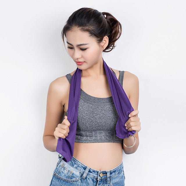 Cooling Towel Moisture Wicking Odor Free Portable Spandex Superfine fiber for 30.0*100.0*1.0 cm Purple Sky Blue Green