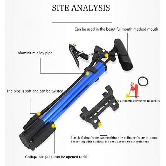 portable mini bike manual air pump 120 psi spherical tire air pump aluminum alloy high pressure bicycle mountain bike mountain bike pump  sports ball and inflatable toy pump bicycle pump (silver)