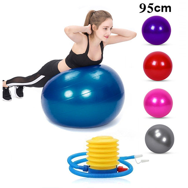 95cm Exercise Ball / Yoga Ball Professional Extra Thick Anti Slip Durable PVC Support 500 kg With Foot Pump Physical Therapy Balance Training Relieve Back Pain for Home Workout Yoga Fitness