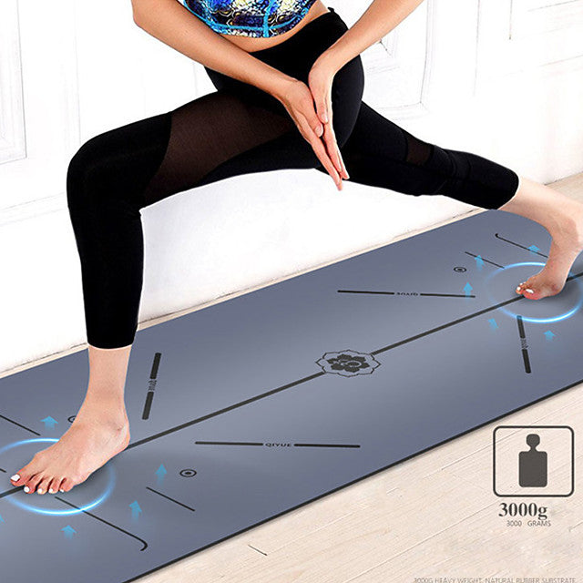 Yoga Mat 183*68*0.5 cm Odor Free Eco-friendly Non Slip High Density Natural Rubber Slimming Weight Loss Fat Burner Position Line For Yoga Pilates Exercise &amp; Fitness Black Dark Grey Red Peach