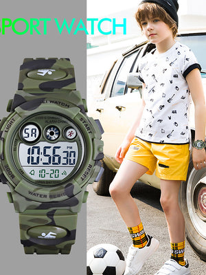 SKMEI Kids Sport Watch Quartz Modern Style Sporty Camouflage Alarm Calendar / date / day Chronograph Digital Blue Green / One Year / Silicone