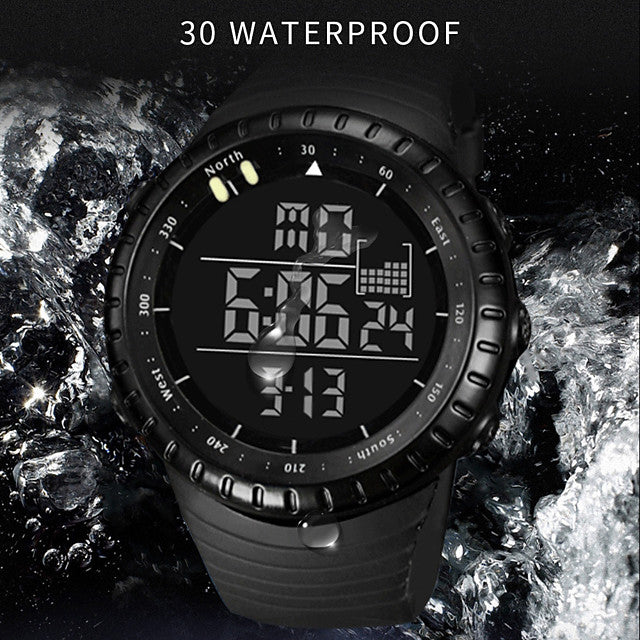 mens watches waterproof military outdoor sport watch men fashion led digital electronic wristwatch black