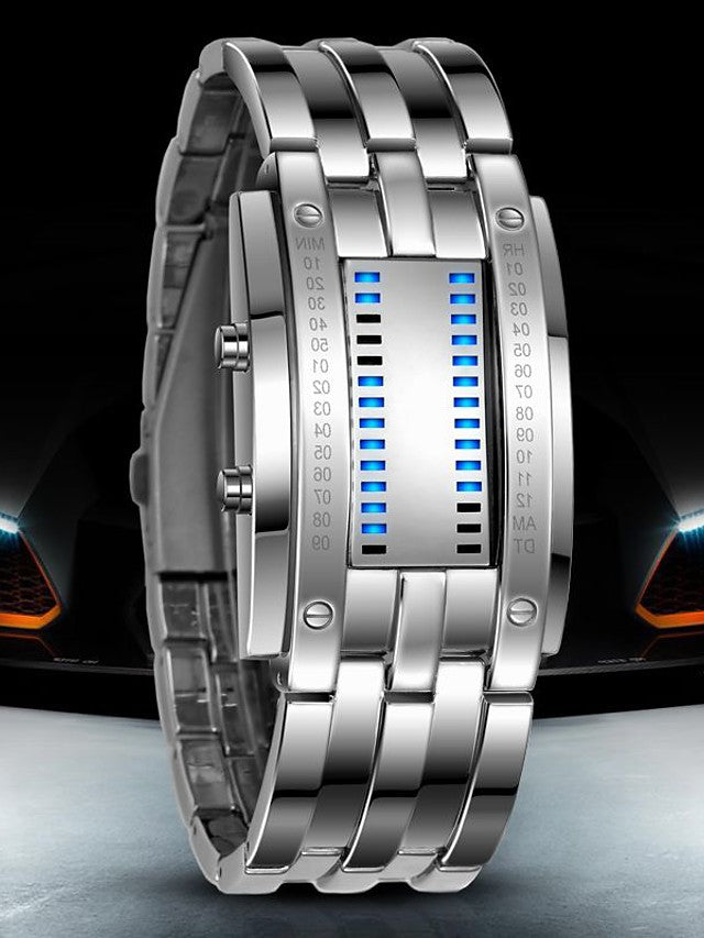 Men&#039;s Wrist Watch Digital Watch Digital Luxury Water Resistant / Waterproof LED Digital Black Silver / Stainless Steel / Stainless Steel