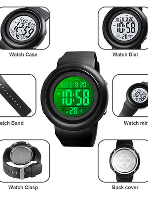 SKMEI Men&#039;s Sport Watch Digital Sporty Outdoor Calendar / date / day Chronograph Alarm Clock Digital Black Black / White / One Year / Silicone