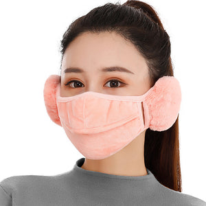 womens mouth mask warmer cotton fleece earmuff unisex winter warm mouth-muffle with breathing hole cold-proof windproof full ears protection accessories half face mask with earflap outdoor sport black