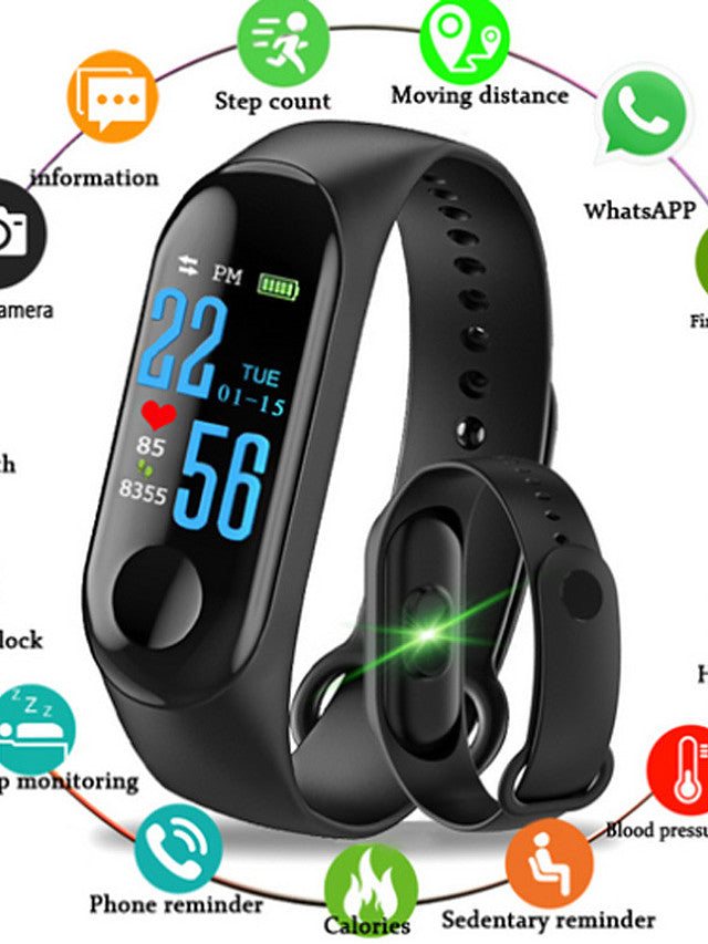 M3 Smart Watch BT 4.0 Fitness Tracker Support Notify &amp; Blood Pressure Measurement Waterproof Wristband for Android &amp; IOS Mobiles